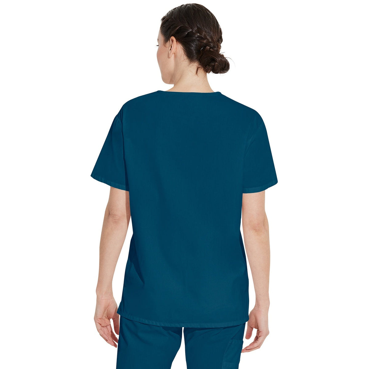 Unisex EDS Signature Tuckable V-Neck Scrub Top - Caribbean Blue (CRB)