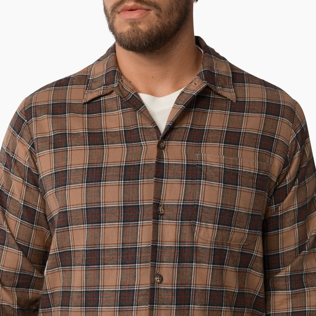 Dickies 1922 Long Sleeve Shirt - Rinsed Khaki and Gray Plaid (RXKY)