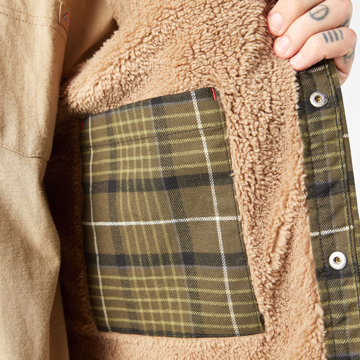 Water Repellent Fleece-Lined Flannel Shirt Jacket - Tactical Green (0GC)