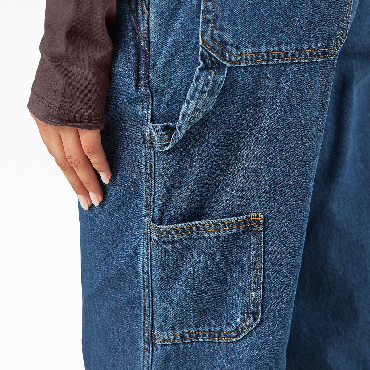 Women’s Relaxed Fit Bib Overalls - Mid Wash (J76)