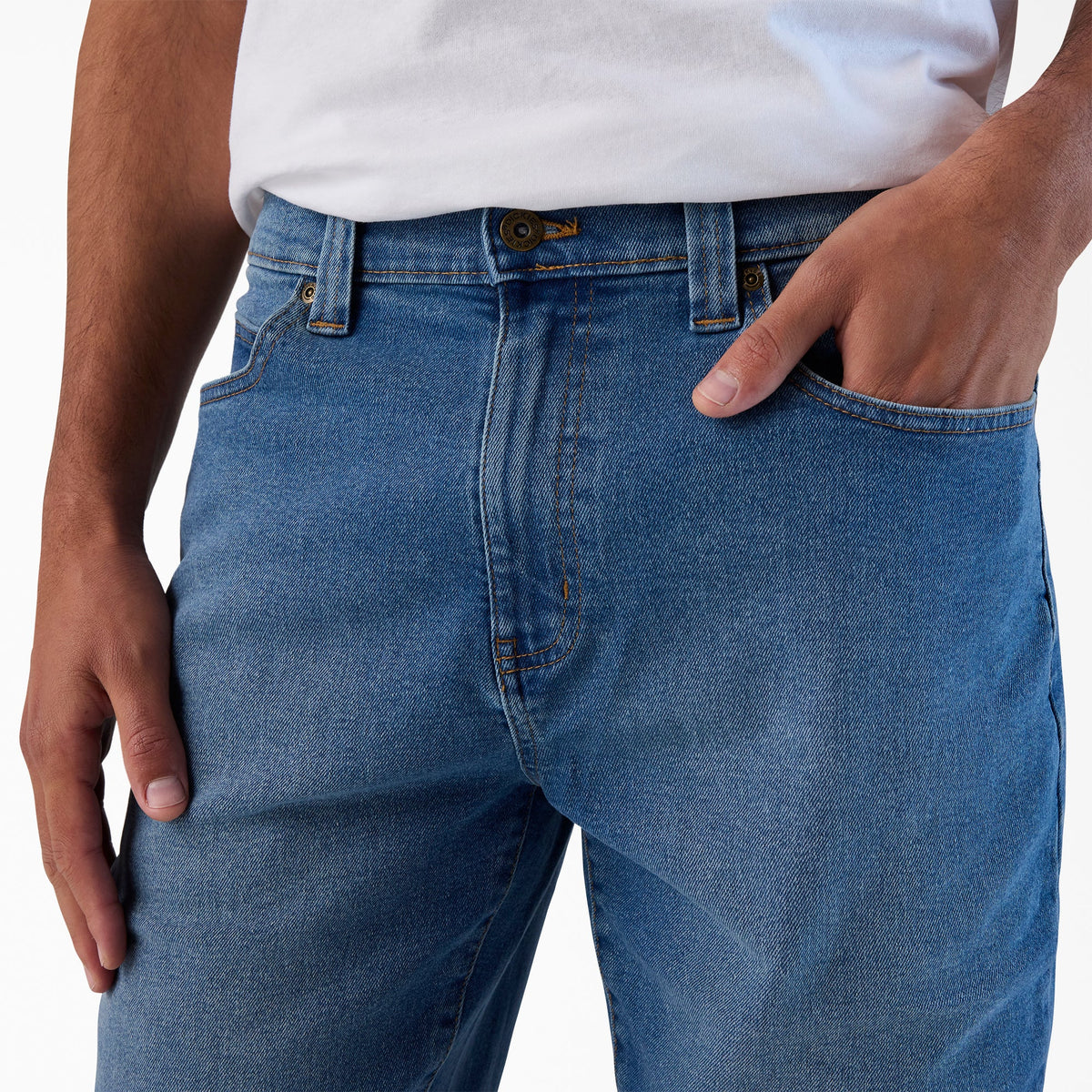FLEX 5-Pocket Denim Shorts, 11" - Light Denim Wash (LWI)