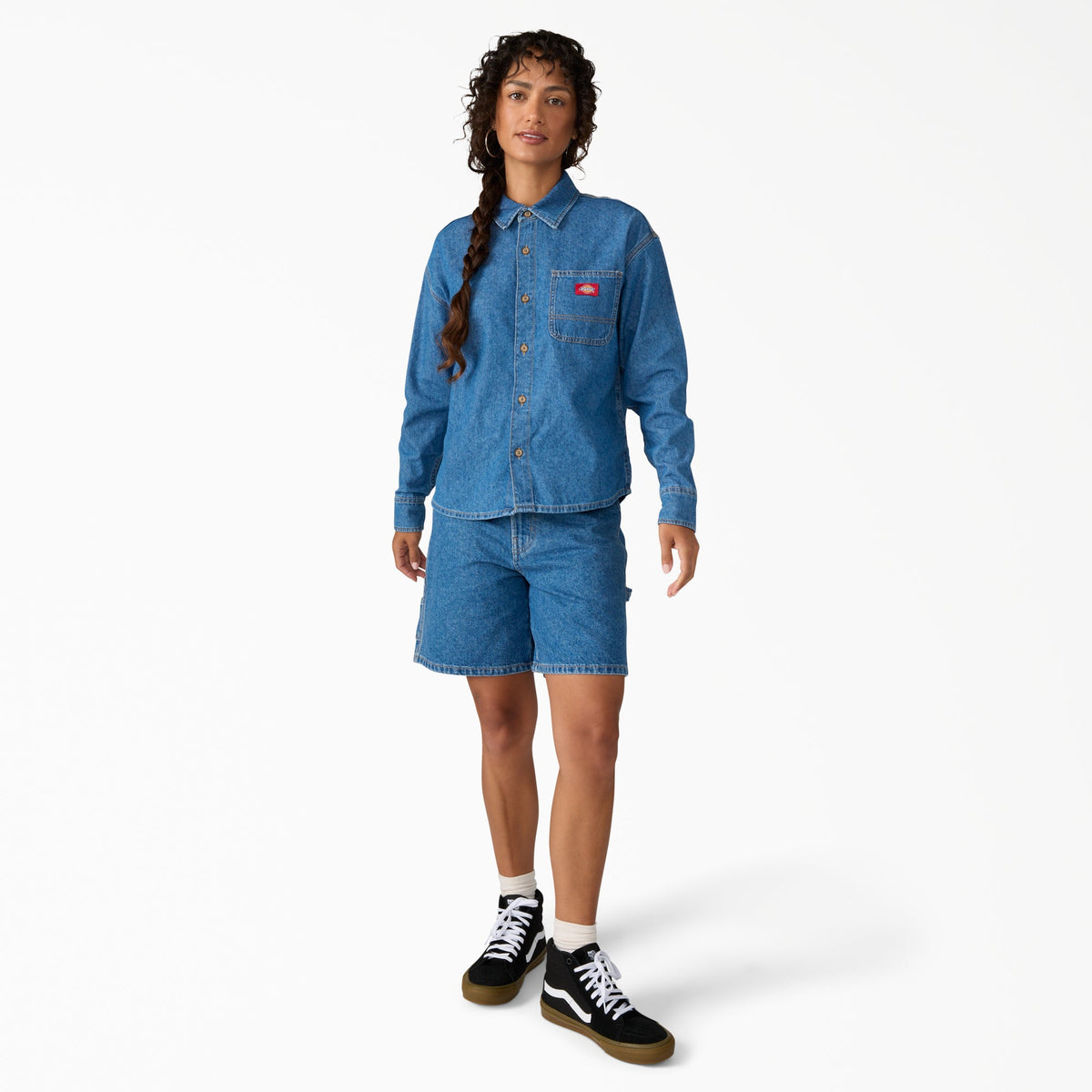 Women's Lightweight Long Sleeve Denim Shirt - CLASSIC BLUE (CLB)