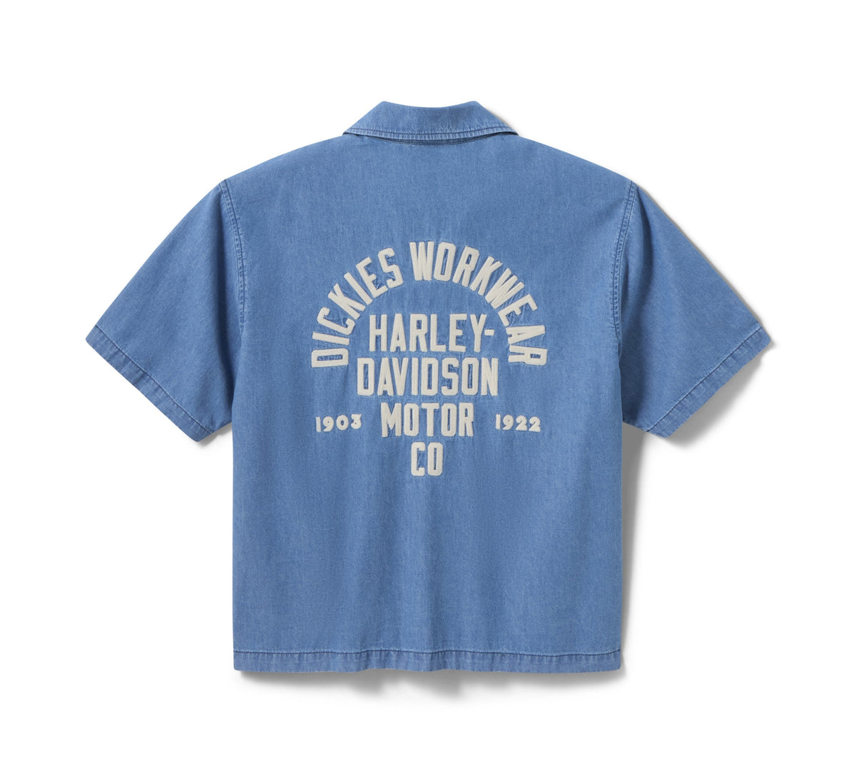 Dickies x Harley-Davidson® Boxy Fit Chambray Embroidered Work Shirt - Blue Chambray (0BU)