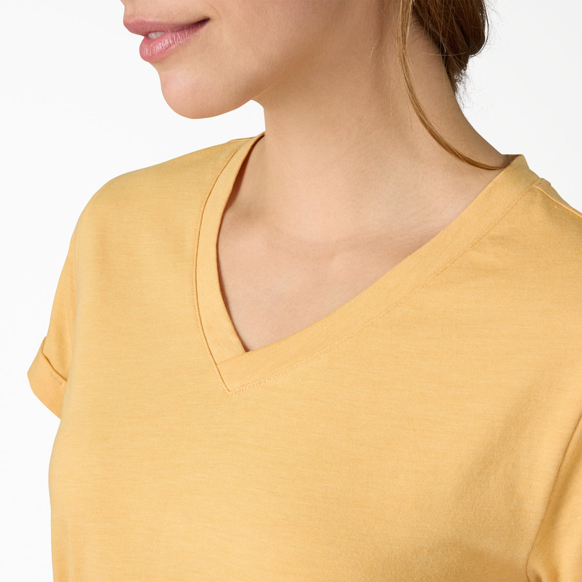 Women's Cooling Performance Short Sleeve V-Neck T-Shirt - Oak Buff Heather (L66)