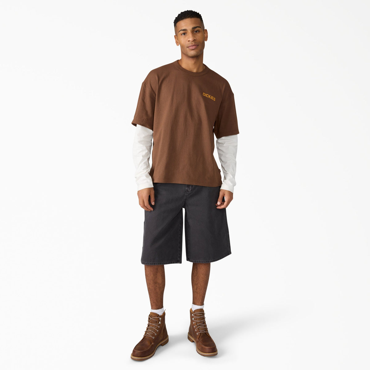 Worn In Relaxed Carpenter Duck Shorts, 13" - Black (BLK)