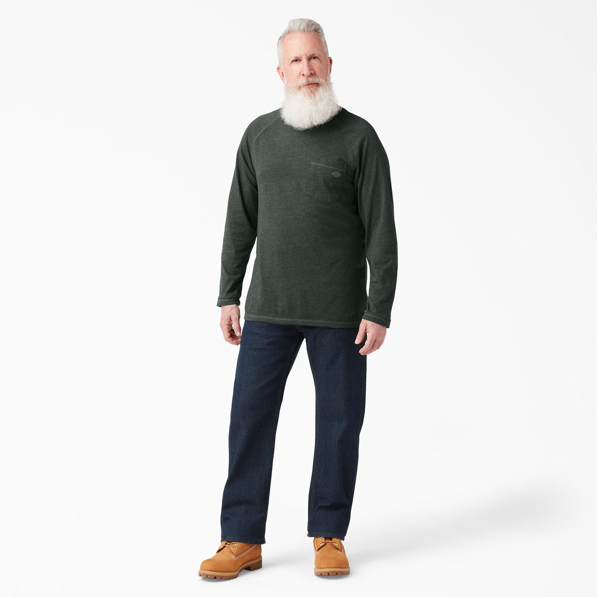 Cooling Long Sleeve Pocket T-Shirt - Hunter Green Heather (HNH)