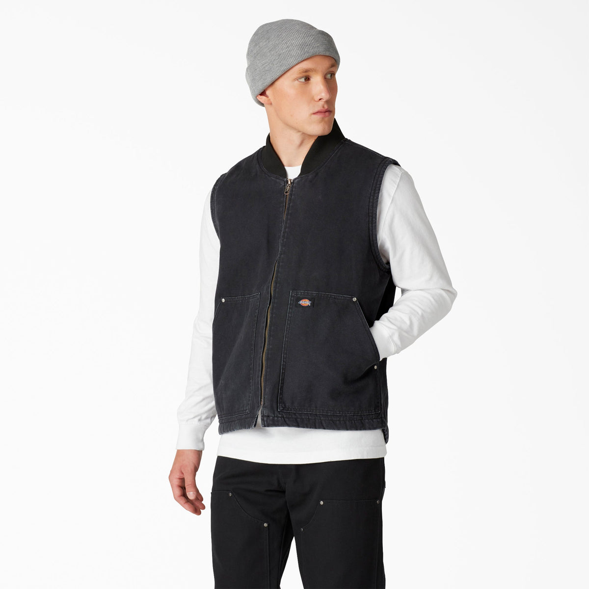 Stonewashed Duck High Pile Fleece Lined Vest - Stonewashed Black (SBK)