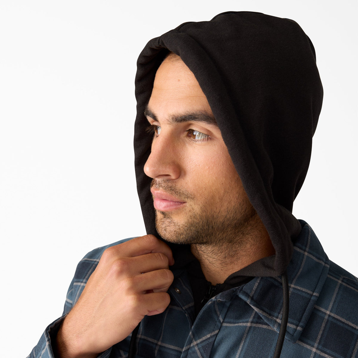 Water Repellent Flannel Hooded Shirt Jacket - Dark Navy (0DN)