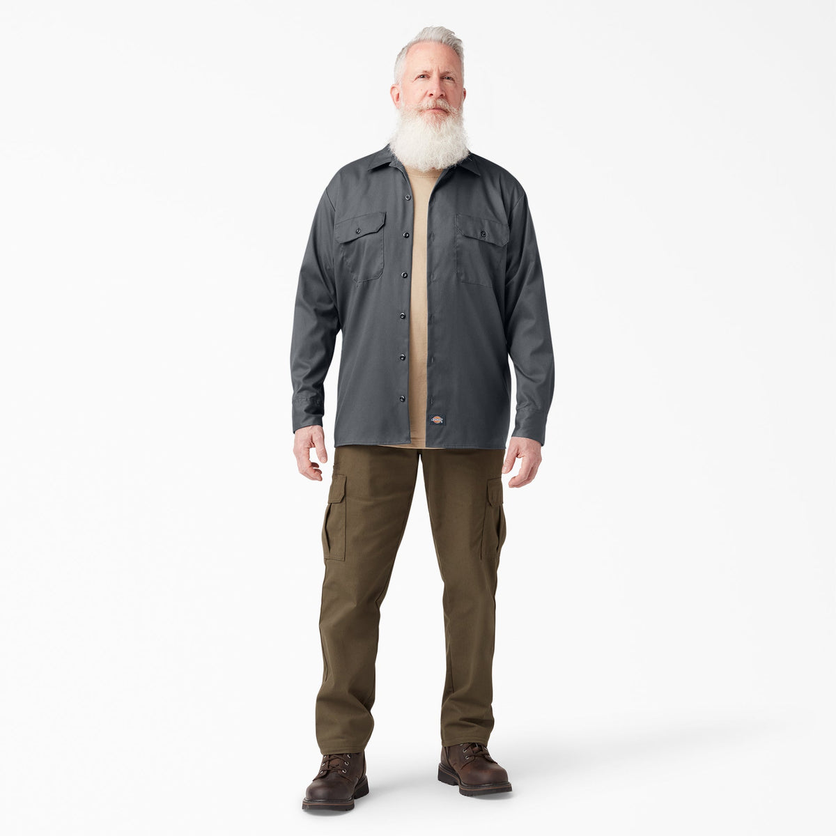 FLEX Relaxed Fit Long Sleeve Work Shirt - Charcoal Gray (CH)