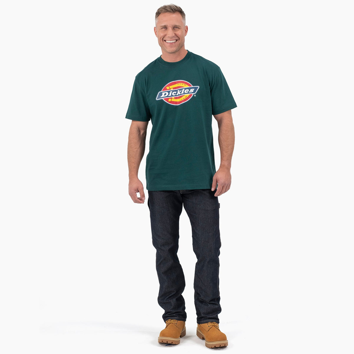 Short Sleeve Tri-Color Logo Graphic T-Shirt - Forest Green (FT)