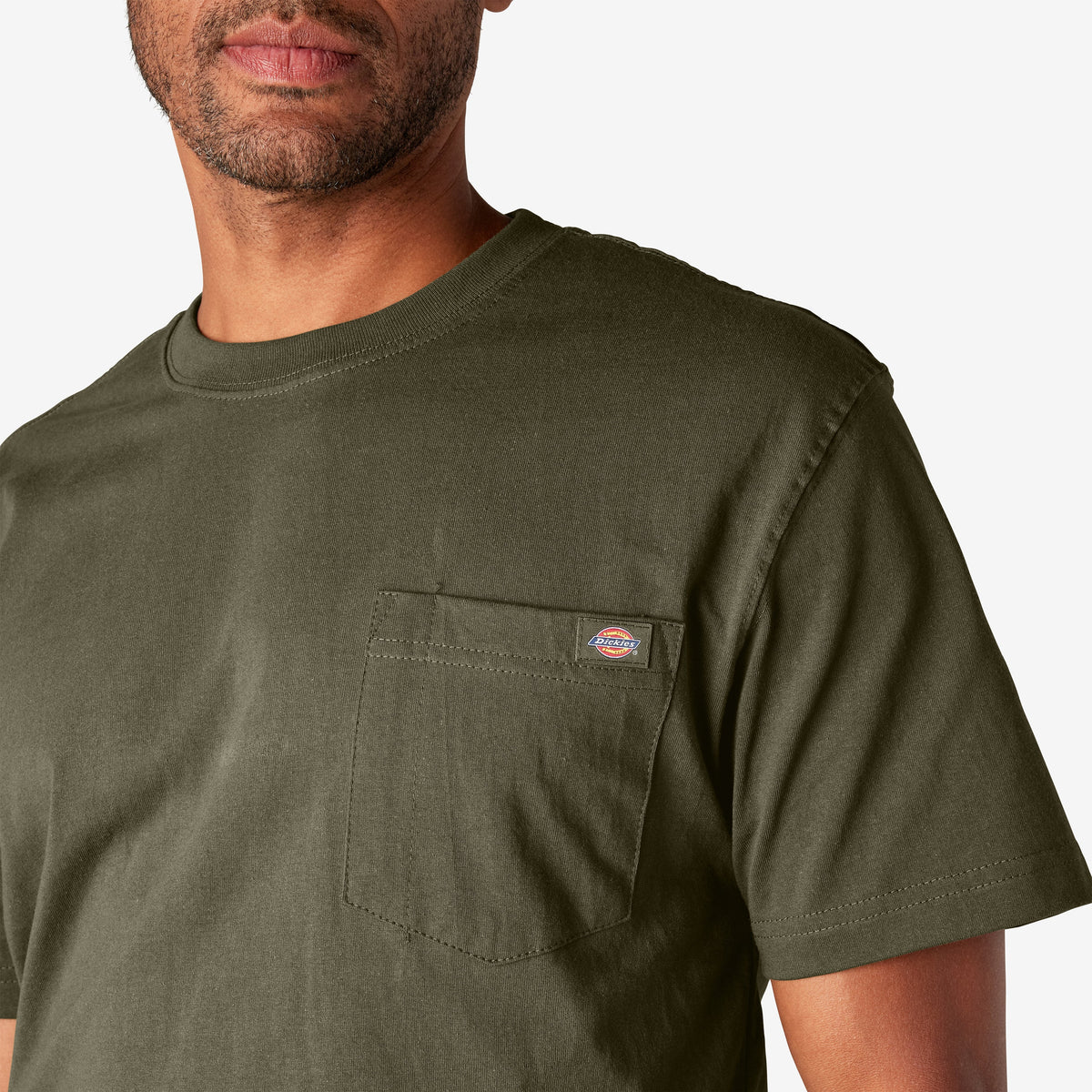 Heavyweight Short Sleeve Pocket T-Shirt - Military Green (ML)