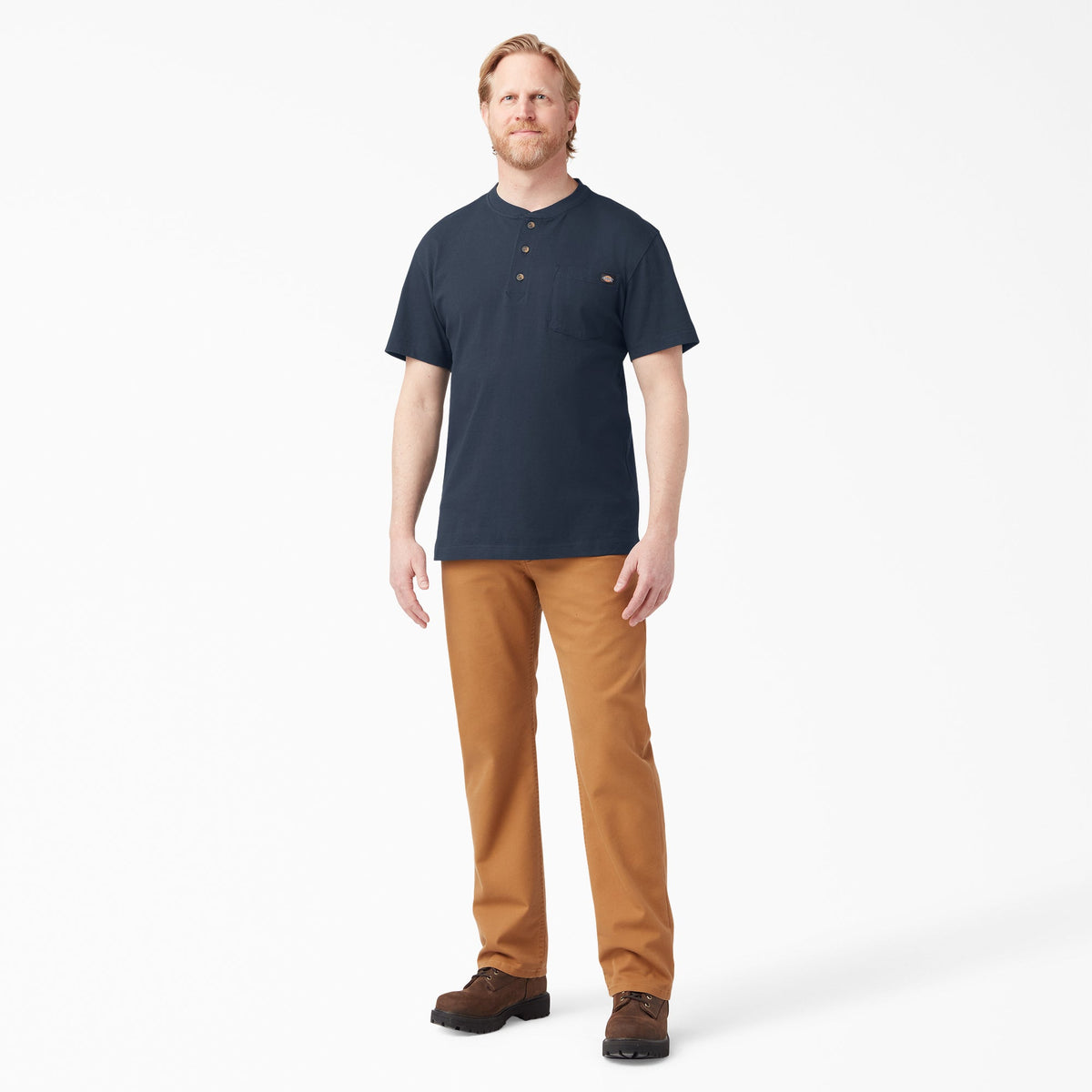 Heavyweight Short Sleeve Henley T-Shirt - Dark Navy (DN)