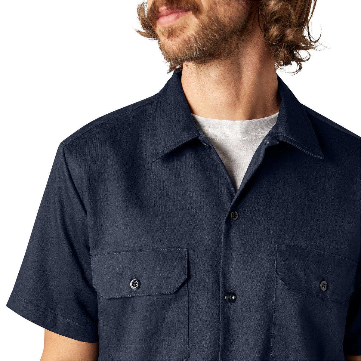 FLEX Slim Fit Short Sleeve Work Shirt - Dark Navy (DN)