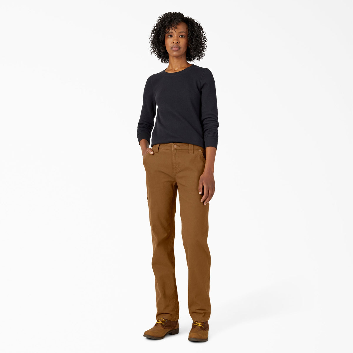 Women's FLEX Relaxed Straight Fit Duck Carpenter Pants - Rinsed Brown Duck (RBD)