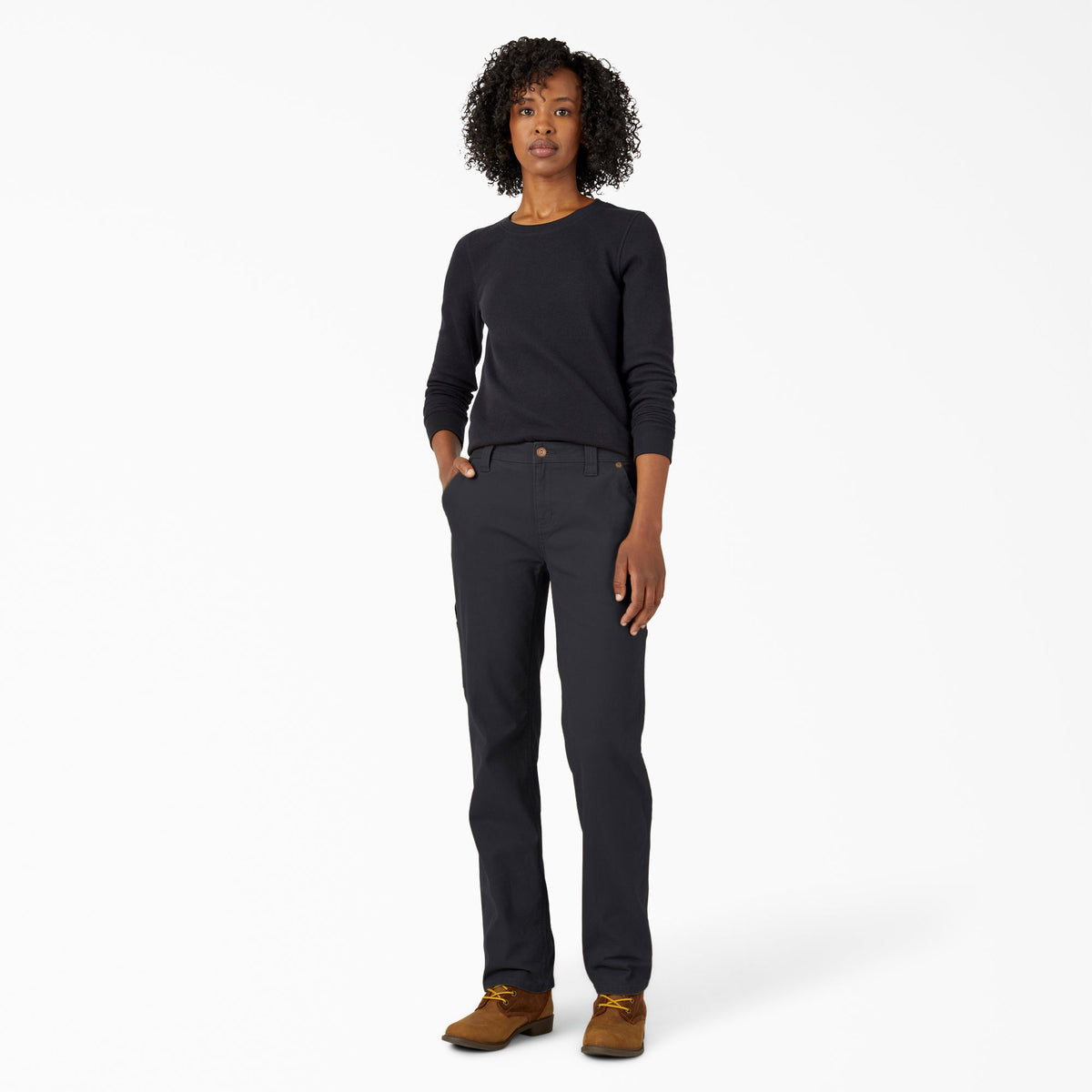 Women's FLEX Relaxed Straight Fit Duck Carpenter Pants - Rinsed Black (RBK)