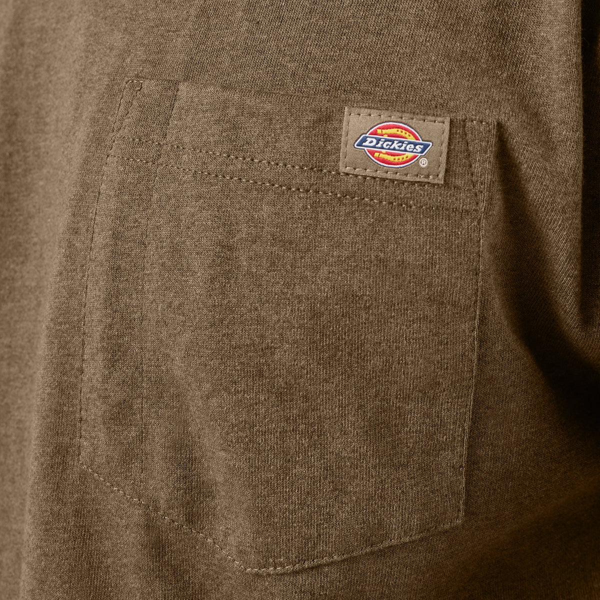 Heavyweight Heathered Long Sleeve Pocket T-Shirt - Brown Duck/Black Heather (K49)