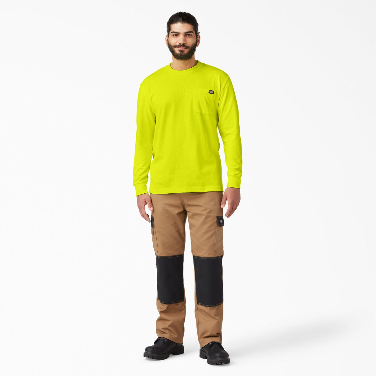 Heavyweight Neon Long Sleeve Pocket T-Shirt - Bright Yellow (BWD)