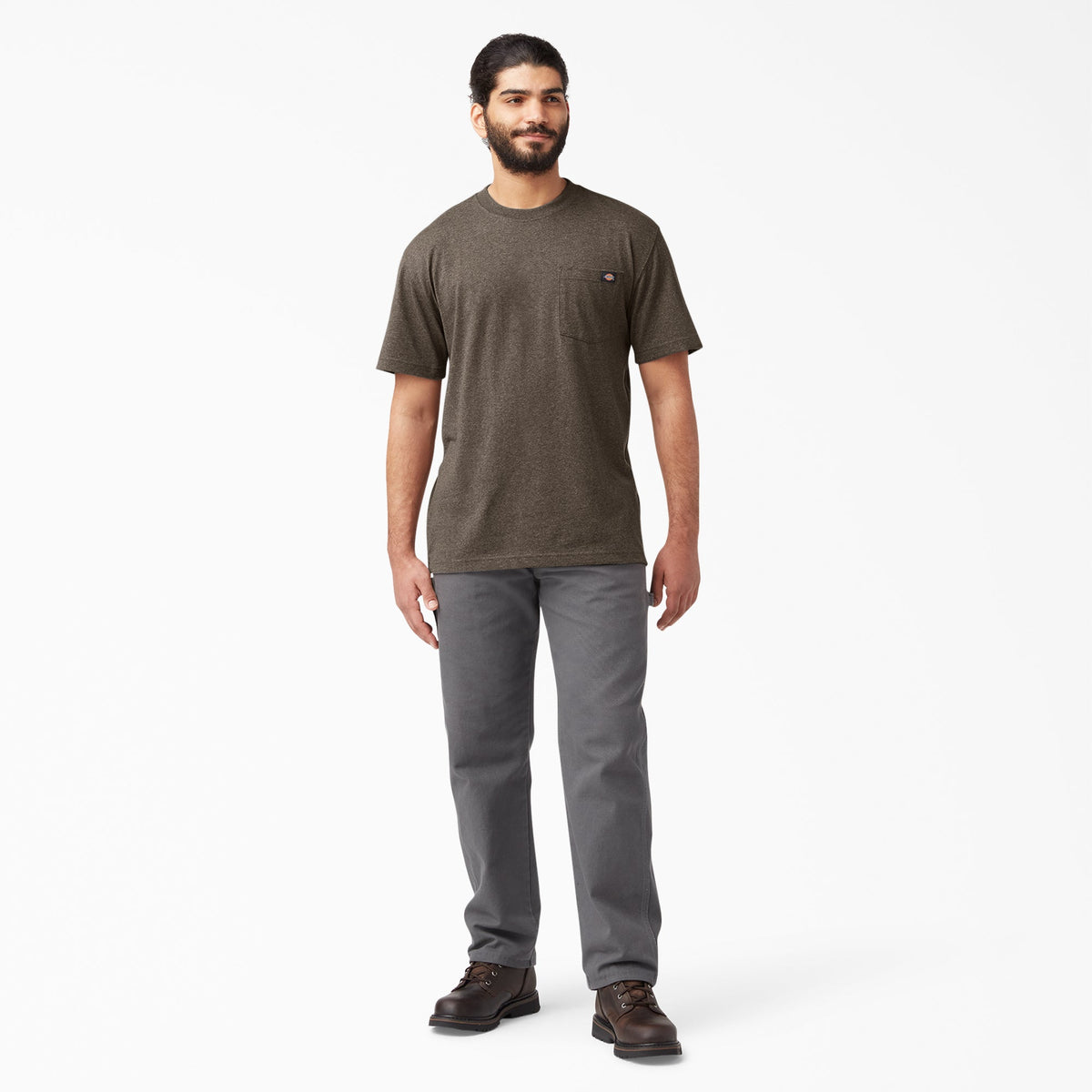 Heavyweight Heathered Short Sleeve Pocket T-Shirt - Chocolate Heather (CTH)