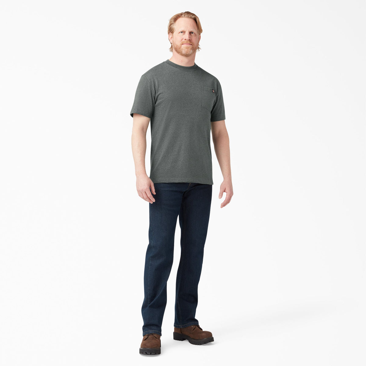 Heavyweight Heathered Short Sleeve Pocket T-Shirt - Hunter Green Heather (GHH)