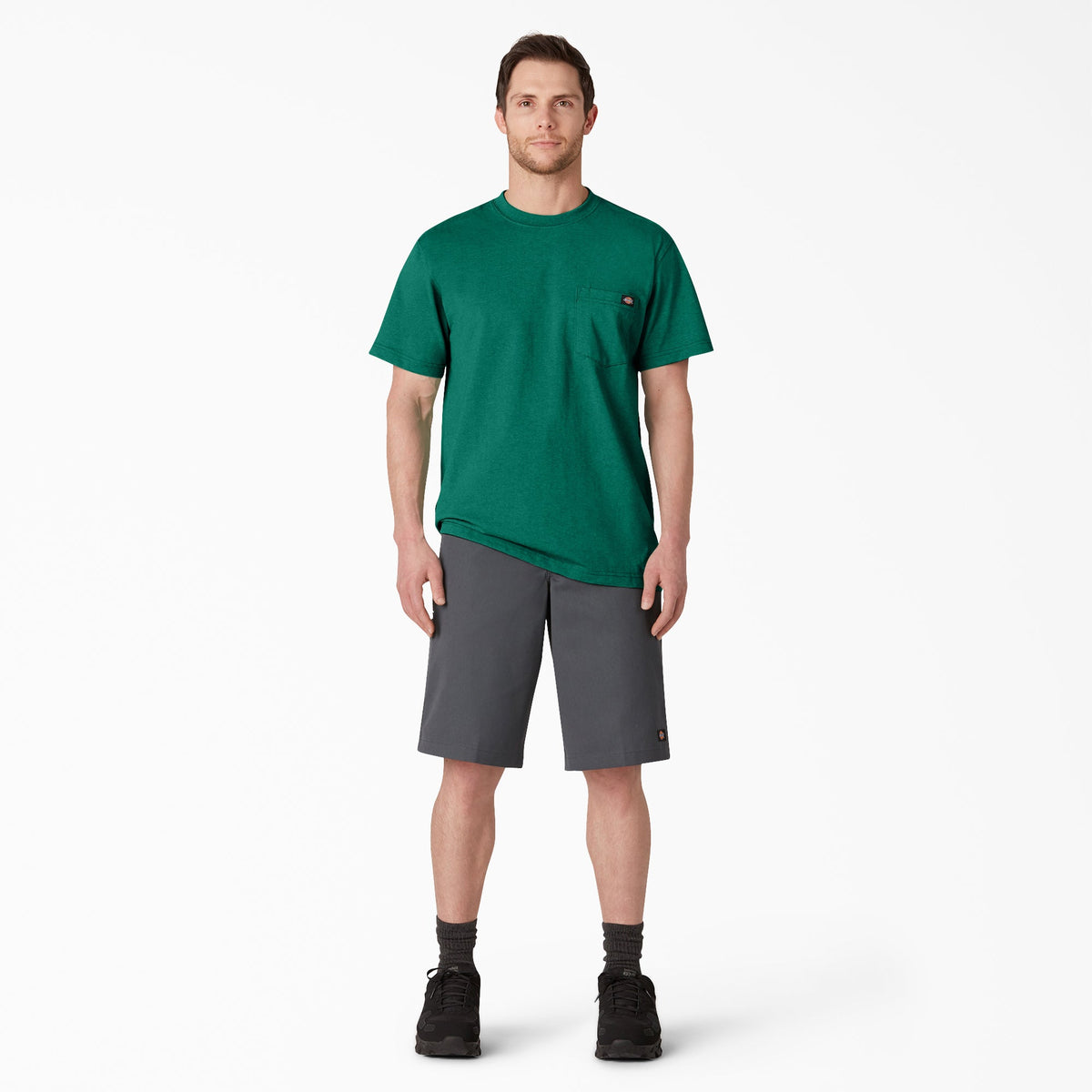 Heavyweight Heathered Short Sleeve Pocket T-Shirt - Green Heather (GSH)