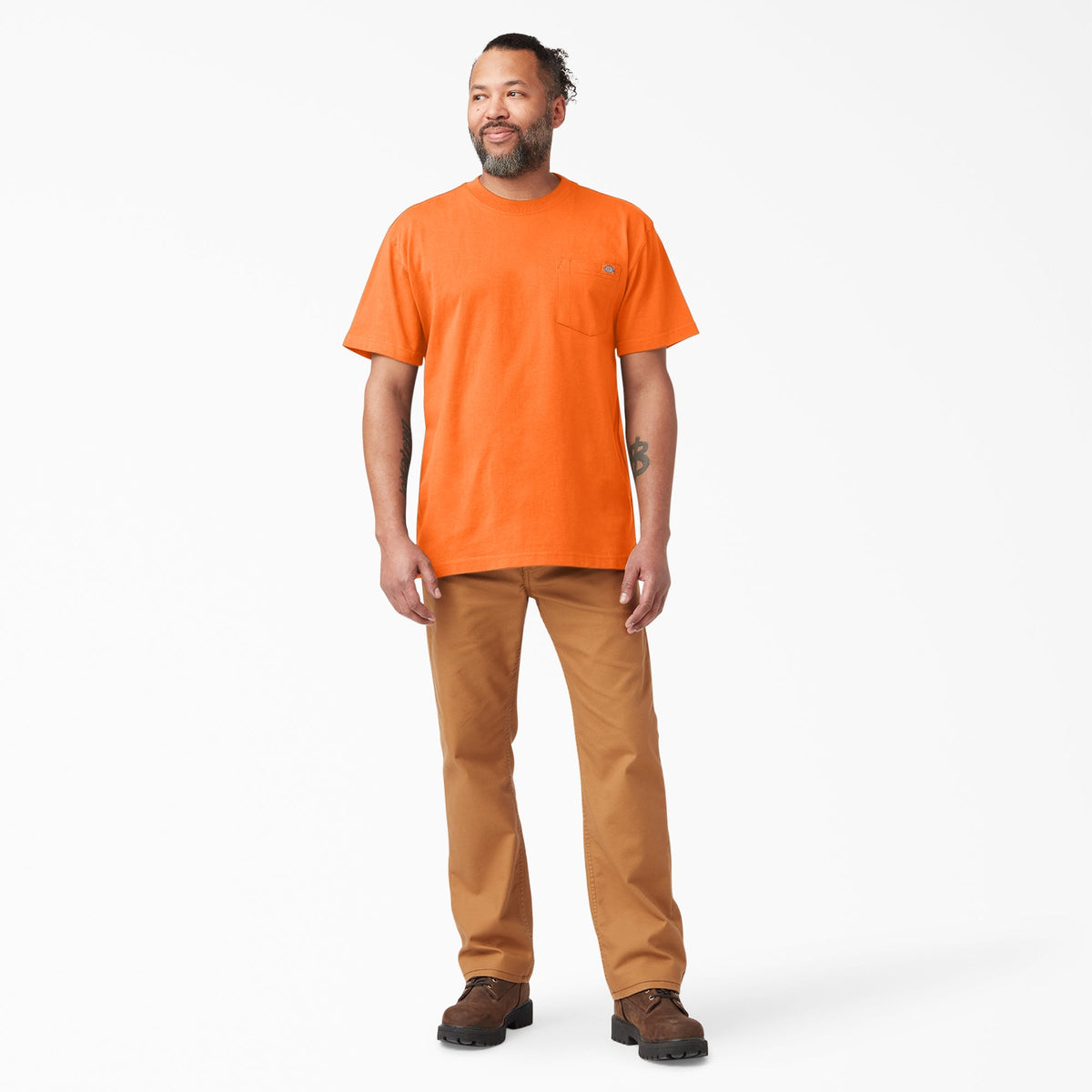 Heavyweight Neon Short Sleeve Pocket T-Shirt - Bright Orange (BOD)