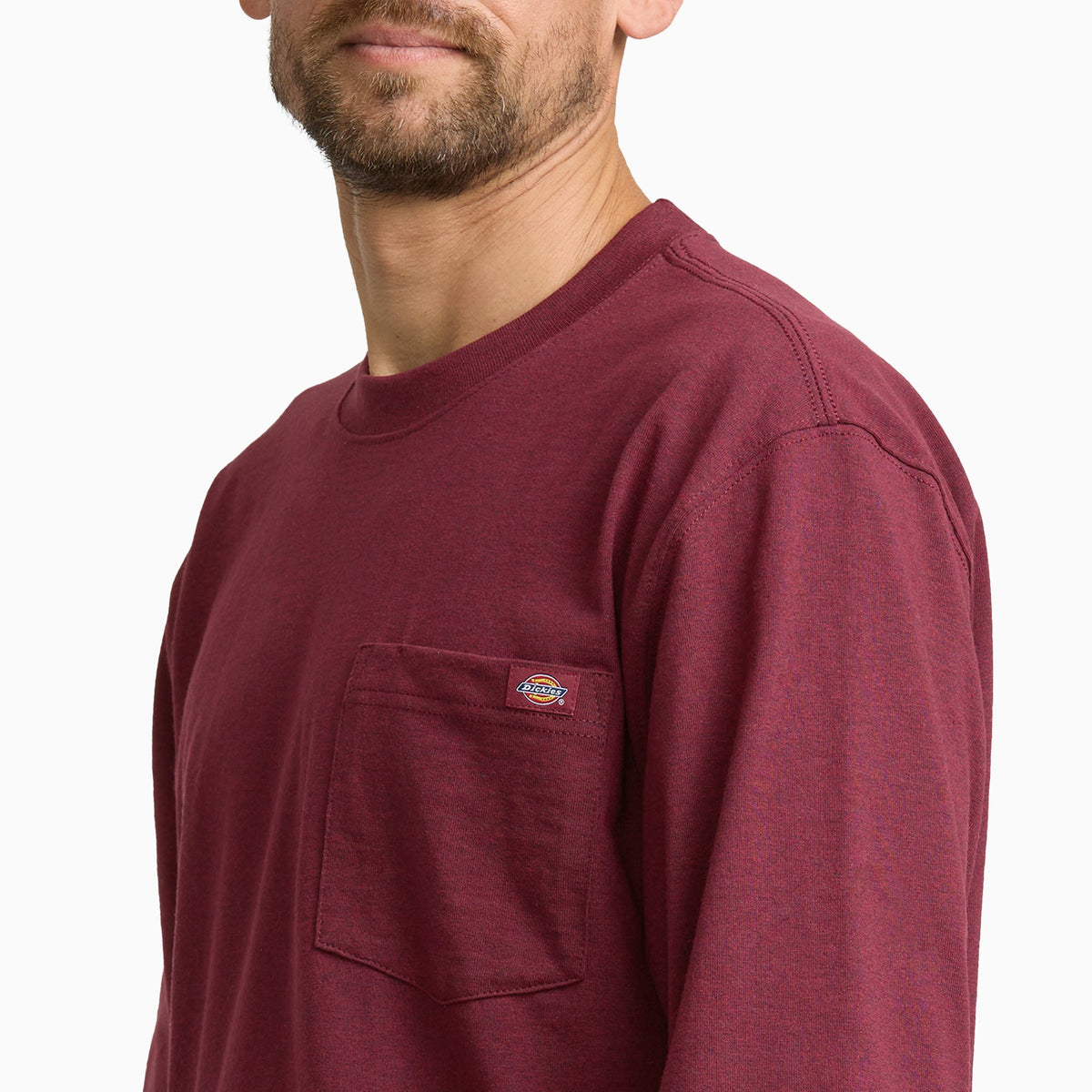 Heavyweight Heathered Long Sleeve Pocket T-Shirt - Zinfandel Heather (M02)