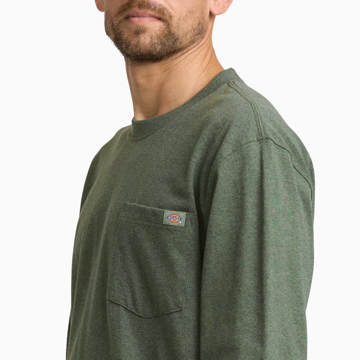 Heavyweight Heathered Long Sleeve Pocket T-Shirt - Sea Spray Heather (M10)