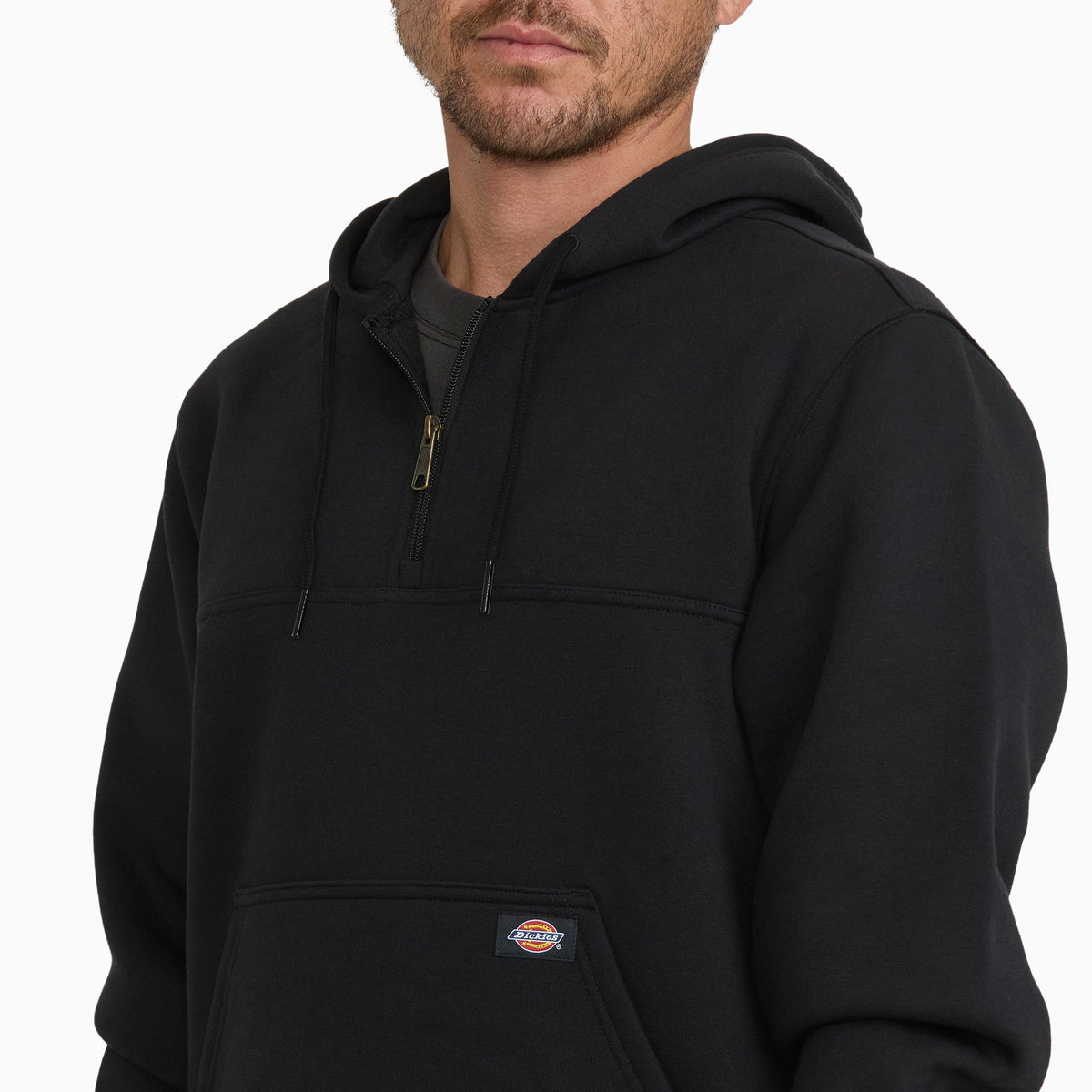 Water Repellent Heavyweight Fleece 1/4 Zip Hoodie - Black (BLK)