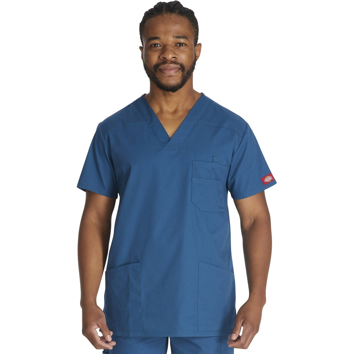 Men's EDS Signature V-Neck Scrub Top - Caribbean Blue (CRB)
