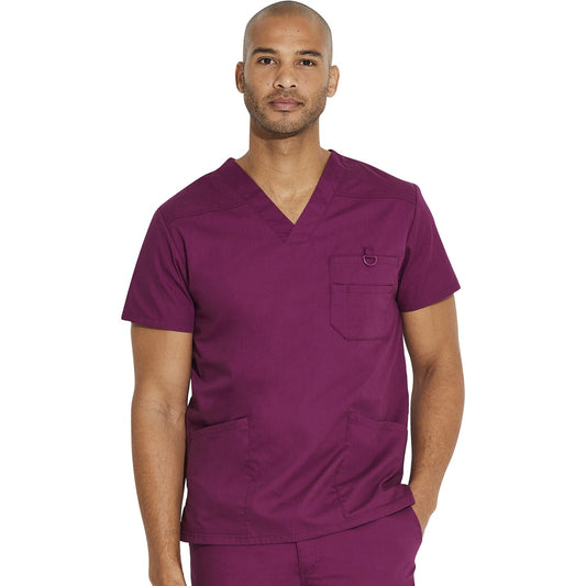 Men's EDS Signature V-Neck Scrub Top - Wine (WIN)