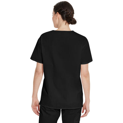 Unisex EDS Signature Tuckable V-Neck Scrub Top - Black (BLK)