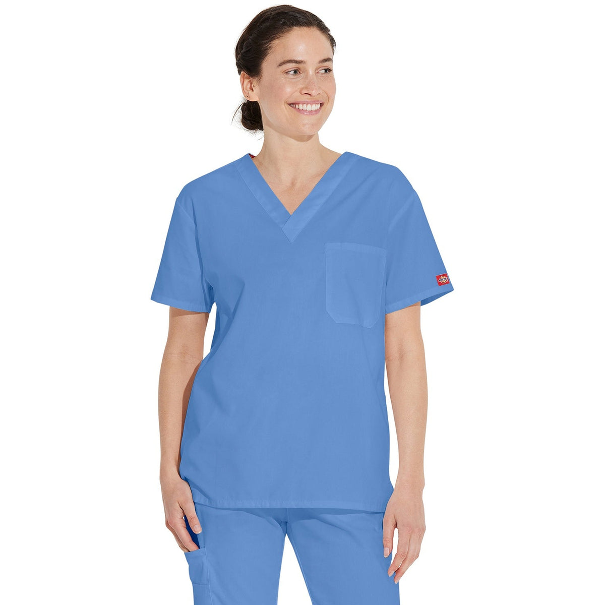 Unisex EDS Signature Tuckable V-Neck Scrub Top - Ceil Blue (CBL)