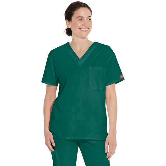 Unisex EDS Signature Tuckable V-Neck Scrub Top - Hunter Green (GH)