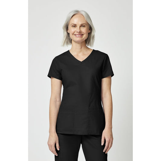 Women's EDS Signature V-Neck Scrub Top - Black (BLK)