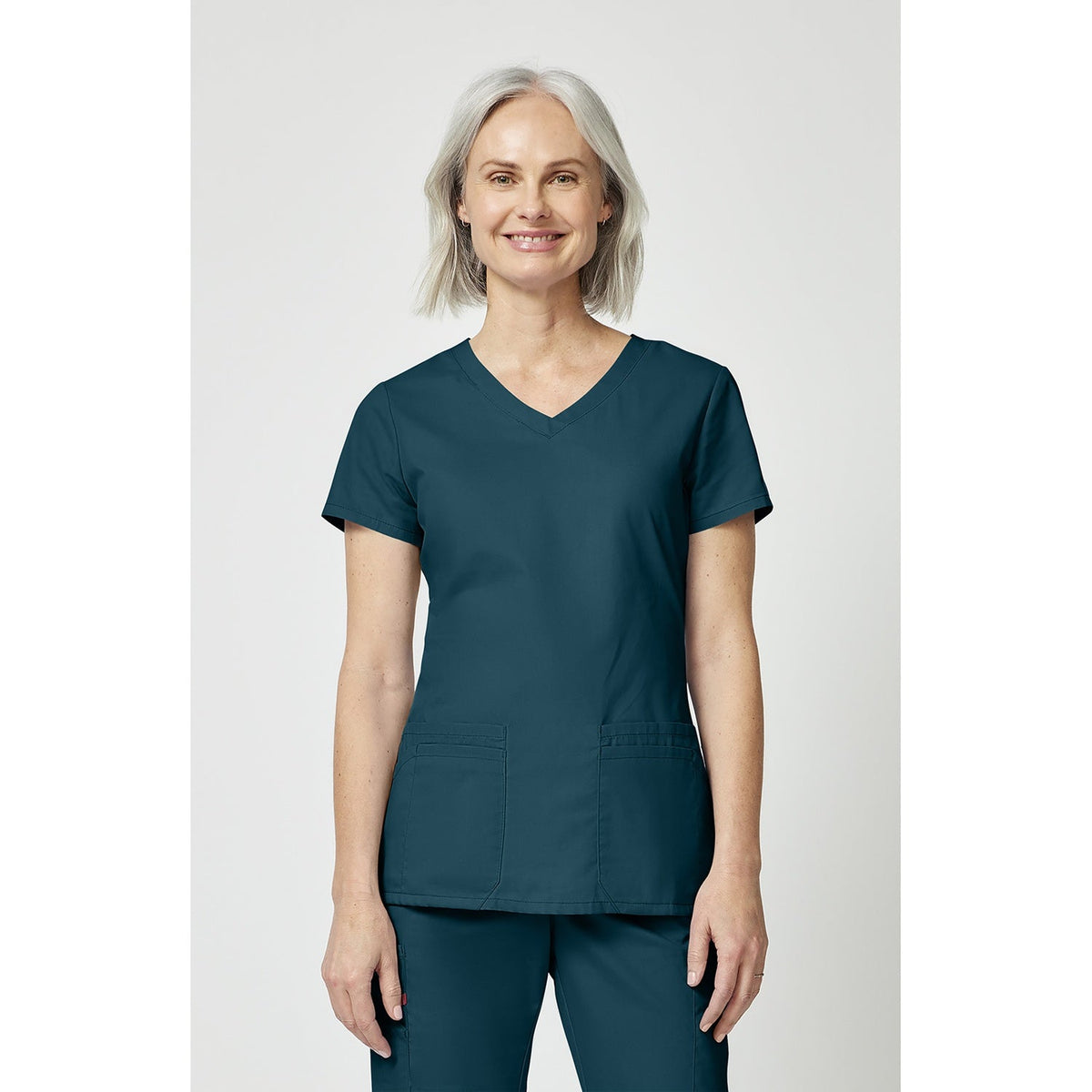 Women's EDS Signature V-Neck Scrub Top - Caribbean Blue (CRB)