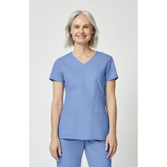 Women's EDS Signature V-Neck Scrub Top - Ceil Blue (CBL)