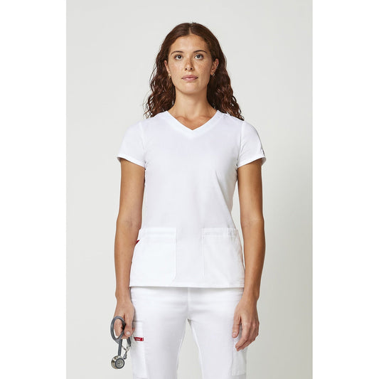 Women's EDS Signature V-Neck Scrub Top - White (DWH)
