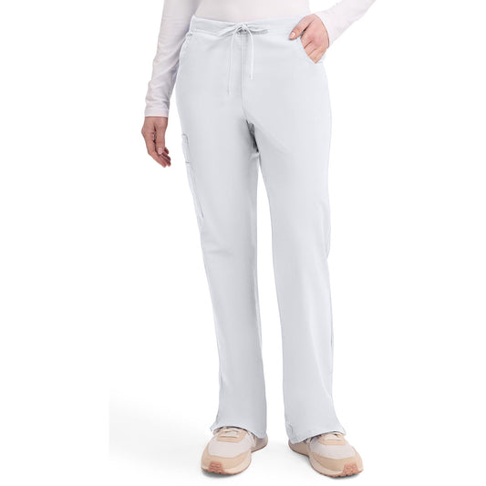 Women's EDS Signature Mid Rise Drawstring Cargo Scrub Pant - White (DWH)