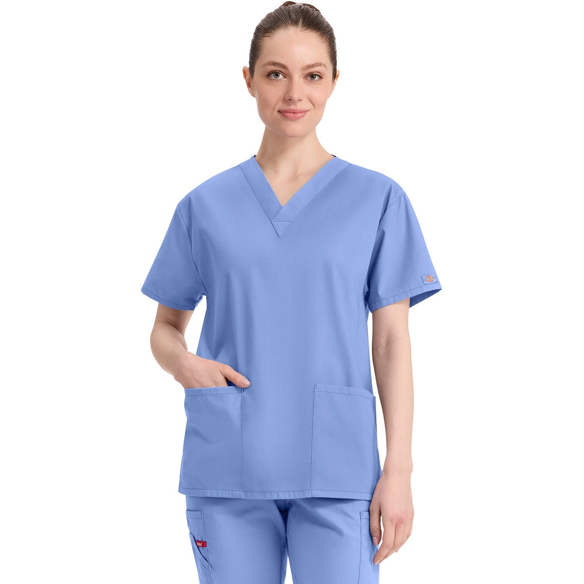 Women's EDS Signature V-Neck Scrub Top - Ceil Blue (CBL)