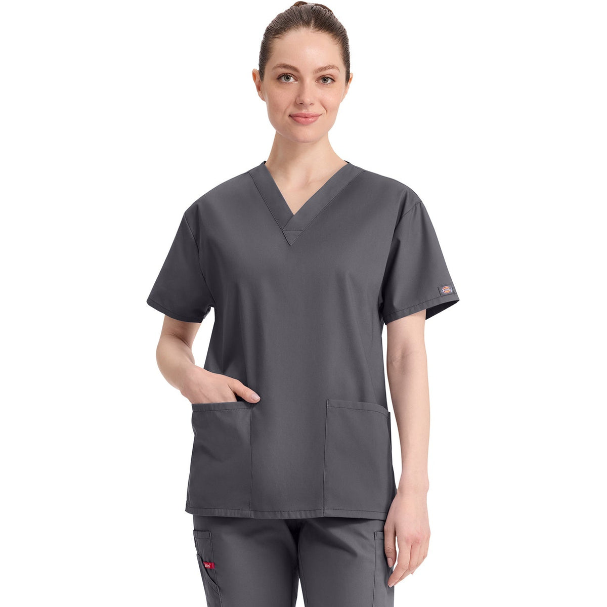 Women's EDS Signature V-Neck Scrub Top - Pewter Gray (PEW)