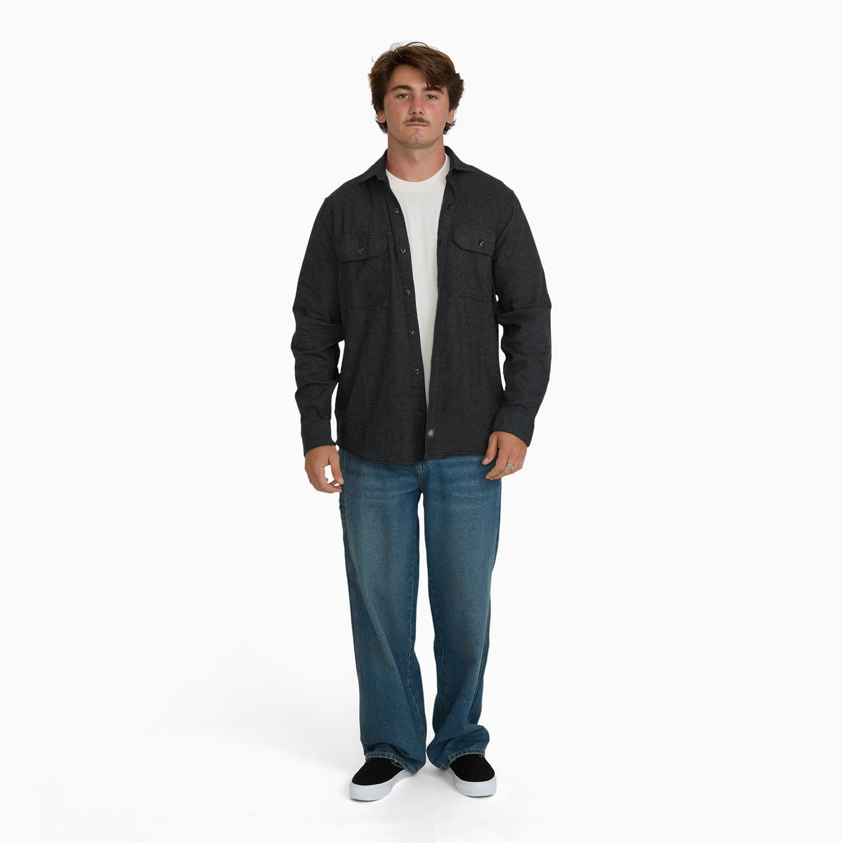 Long Sleeve Flannel Work Shirt - Charcoal (0CH)