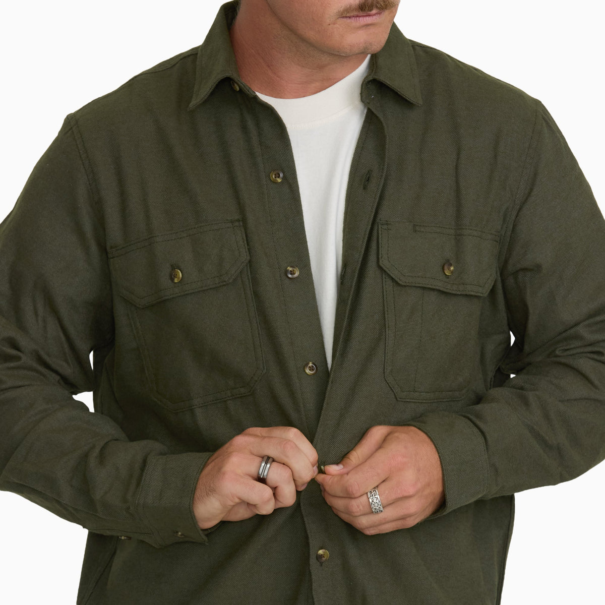 Long Sleeve Flannel Work Shirt - Moss Green (0MS)