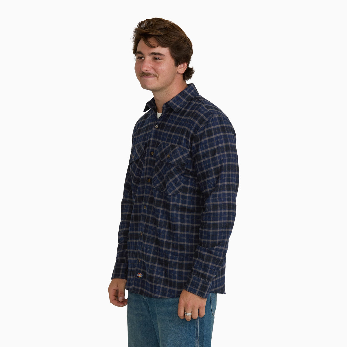 Long Sleeve Flannel Work Shirt - PEACOAT (A65)