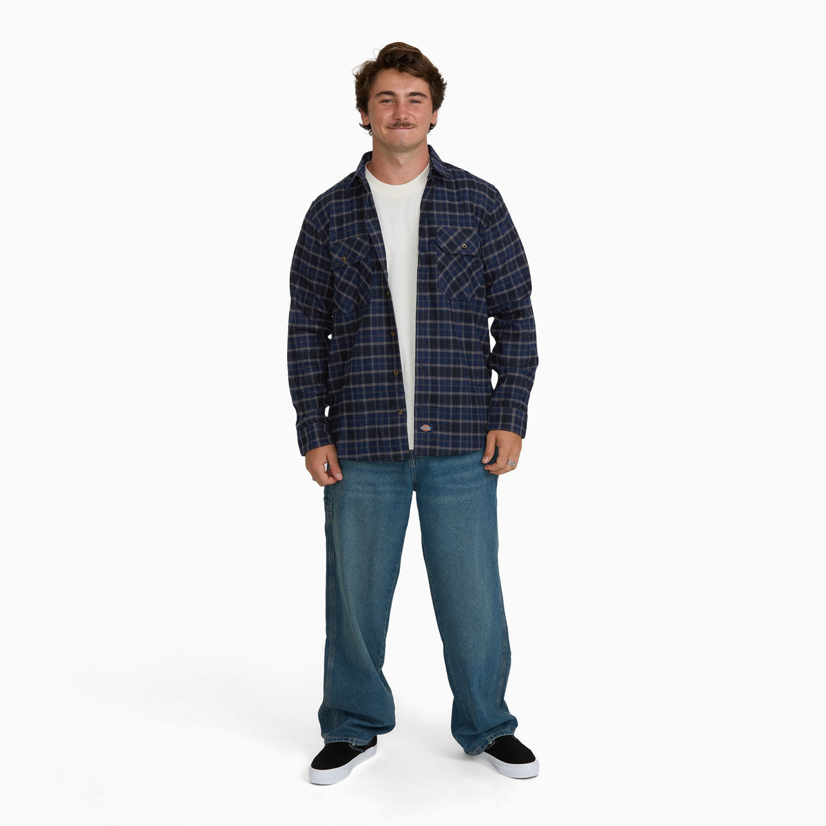 Long Sleeve Flannel Work Shirt - PEACOAT (A65)
