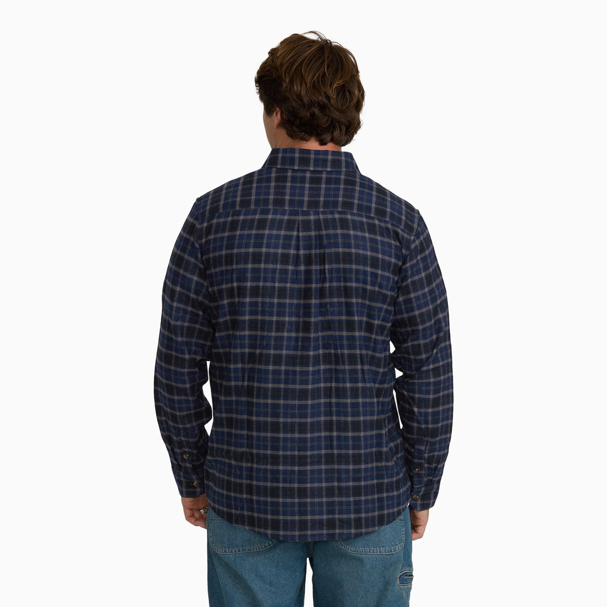 Long Sleeve Flannel Work Shirt - PEACOAT (A65)