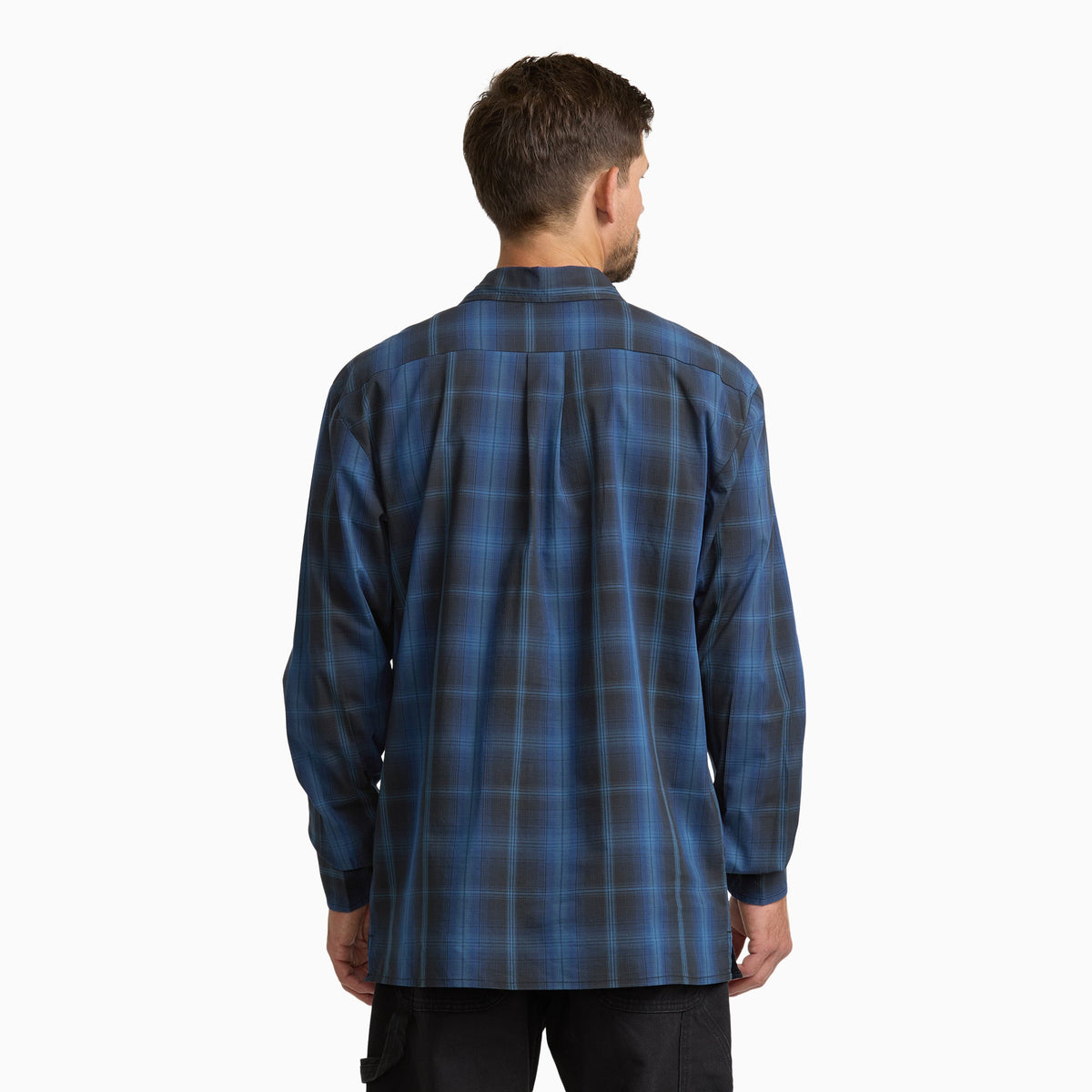 Long Sleeve Plaid Work Shirt - PEACOAT (A65)