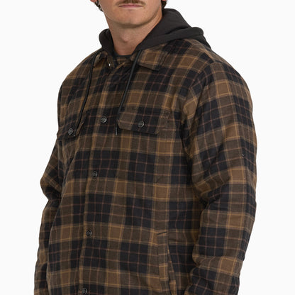 Insulated Hooded Plaid Shirt Jacket - TOBACCO (TB0)