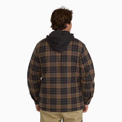 Insulated Hooded Plaid Shirt Jacket - TOBACCO (TB0)
