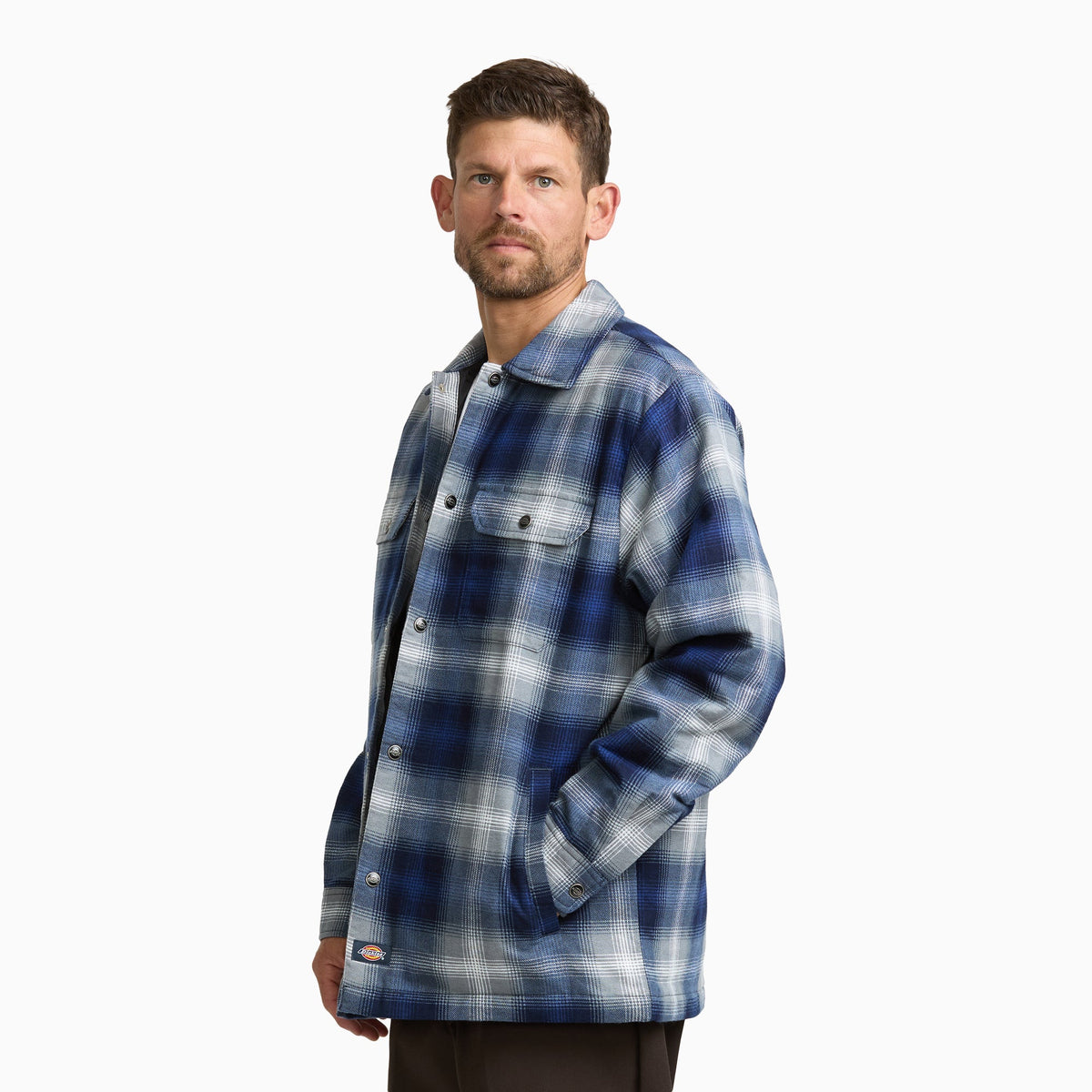 Insulated Plaid Shirt Jacket - PEACOAT (A65)