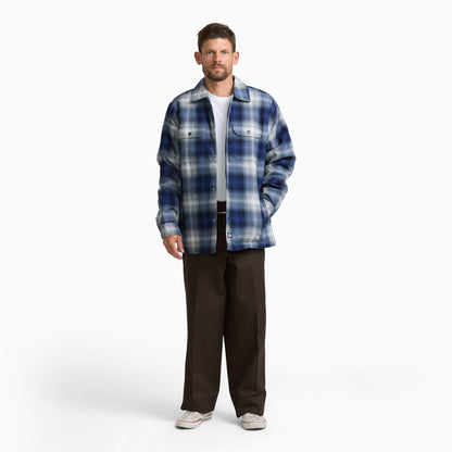 Insulated Plaid Shirt Jacket - PEACOAT (A65)